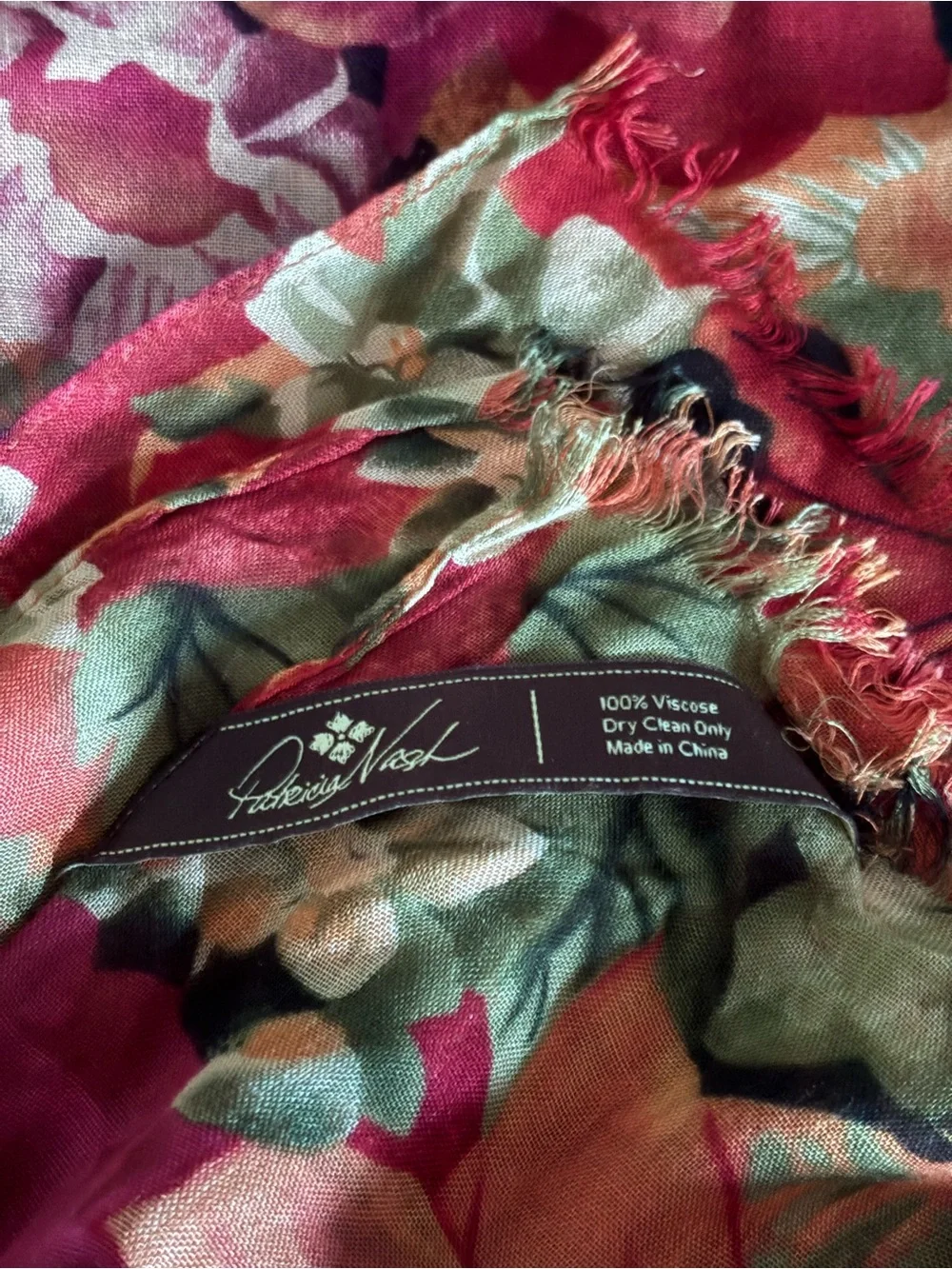 Patricia Nash floral print fringe scarf
